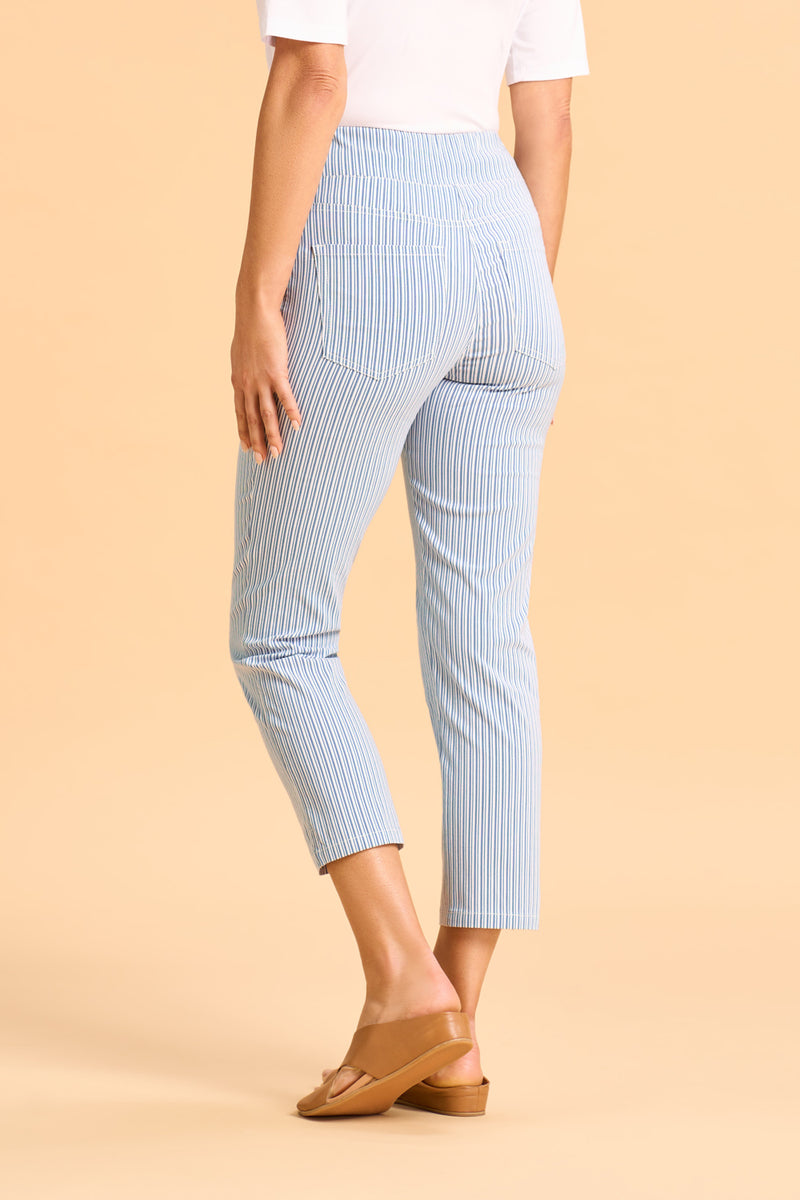 Bengajean Three Quarter Seersucker - Navy and White Stripe