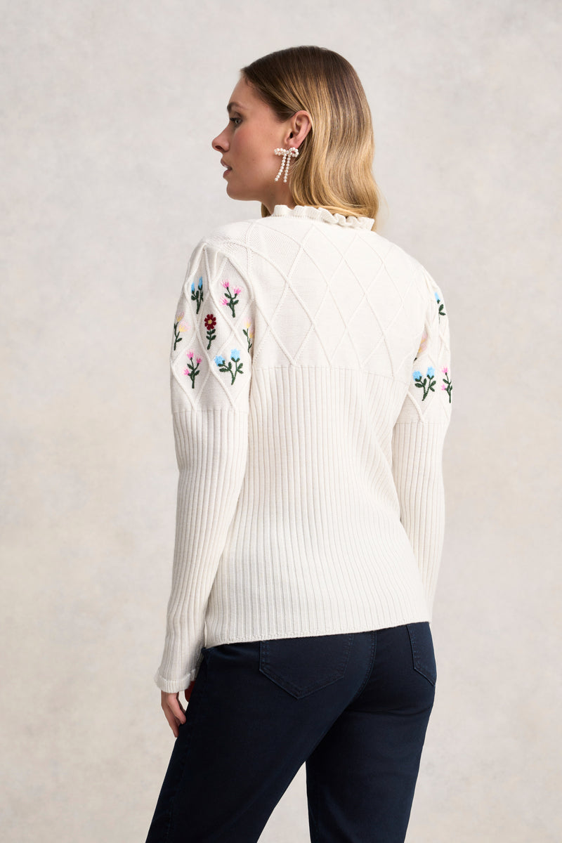 Embroidered Wool Jumper - Cream