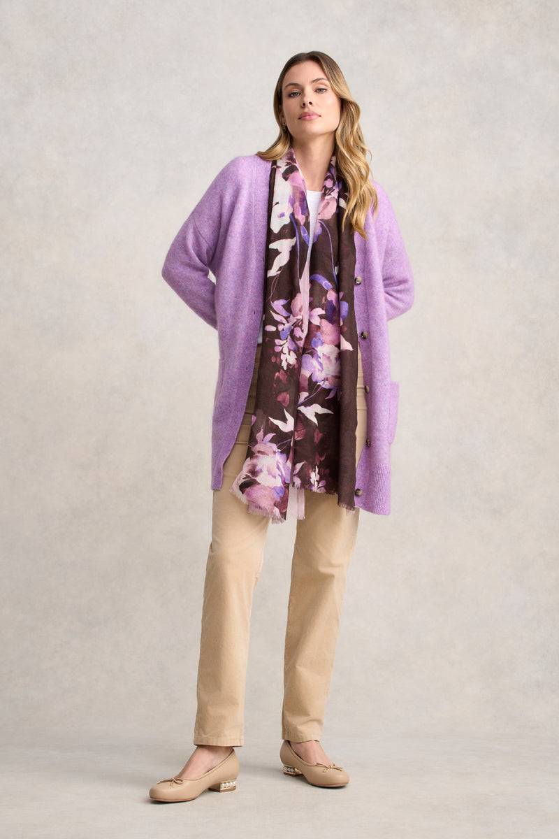 Button Through Mohair Cardigan - Violet