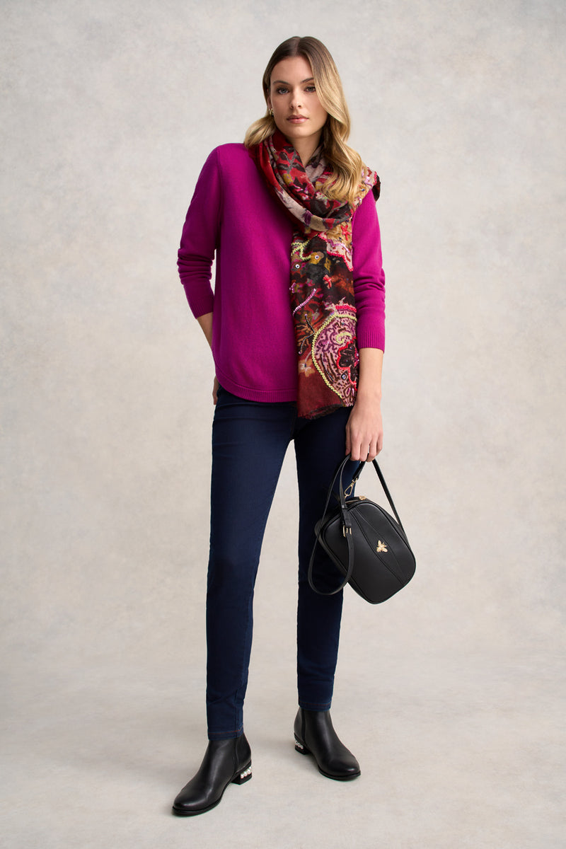 Merino V-Neck Jumper - Jewel