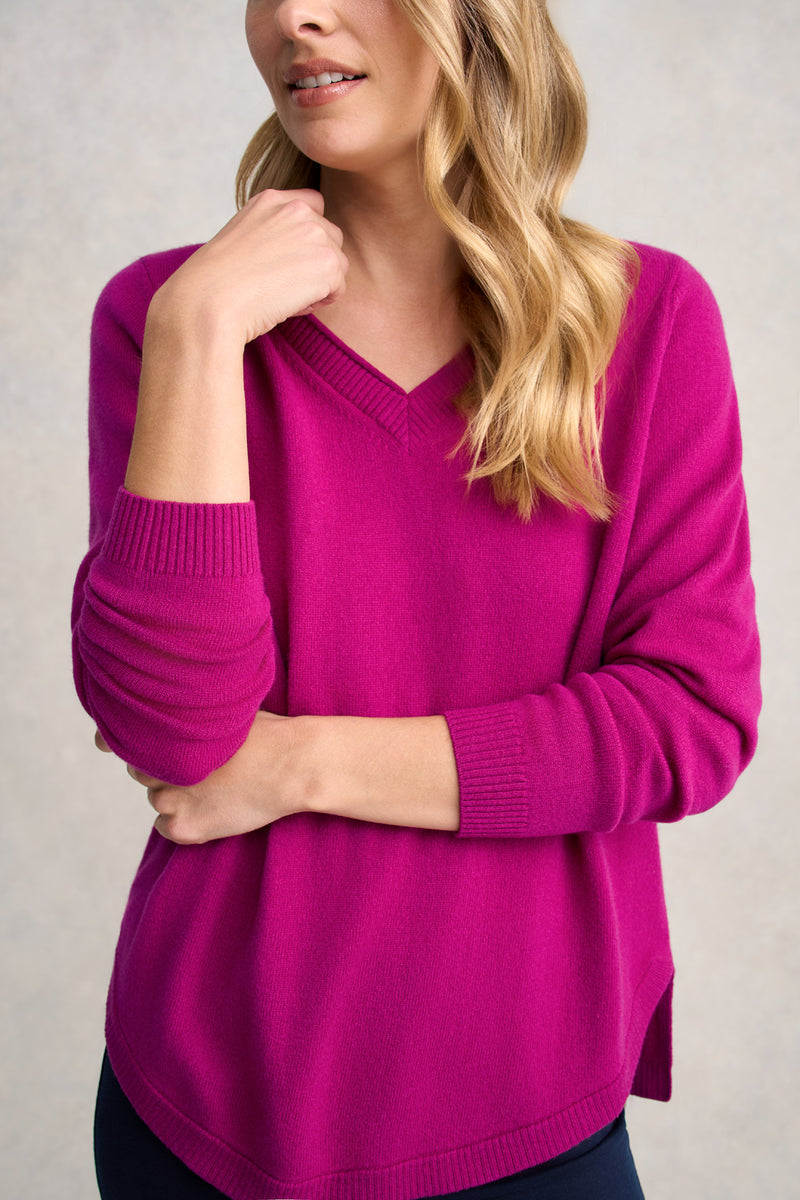 Merino V-Neck Jumper - Jewel
