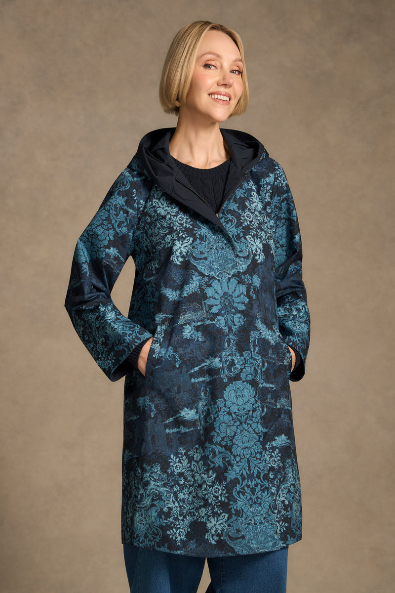 Printed Reversible Raincoat – Ink Baroque Print