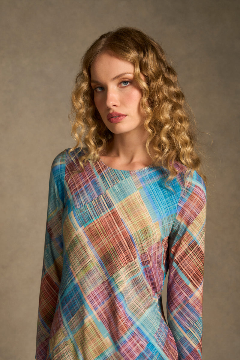 Double Layer Long Sleeve T-Shirt – Plaid