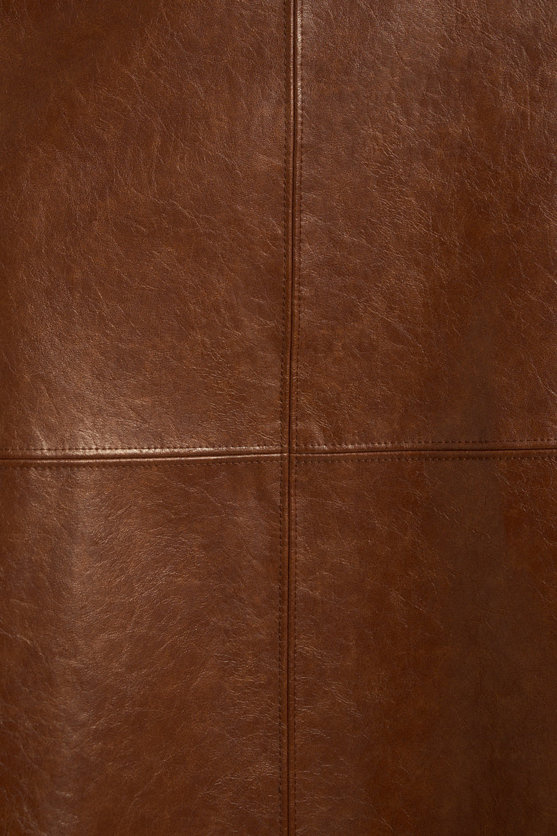 Faux Leather Pencil Skirt – Chestnut