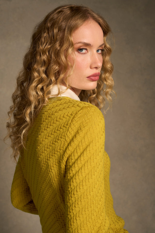 Merino Textured Long Sleeve Knit – Mustard