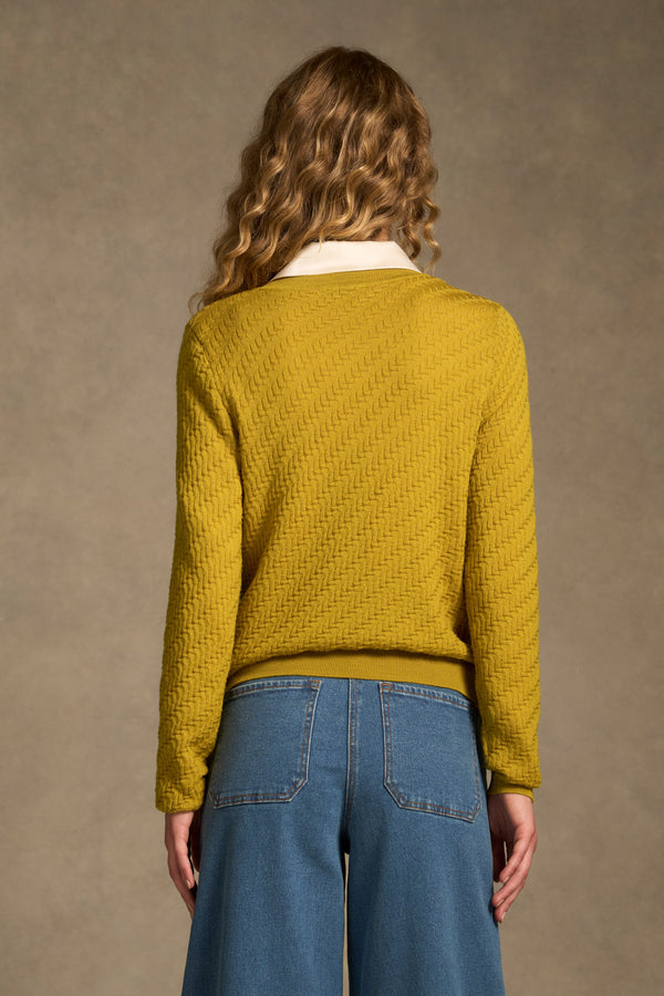 Merino Textured Long Sleeve Knit – Mustard