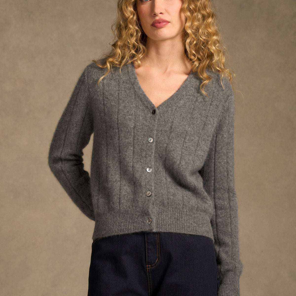 Brushed Merino Wool Cardigan - Pewter Grey – Blue Illusion