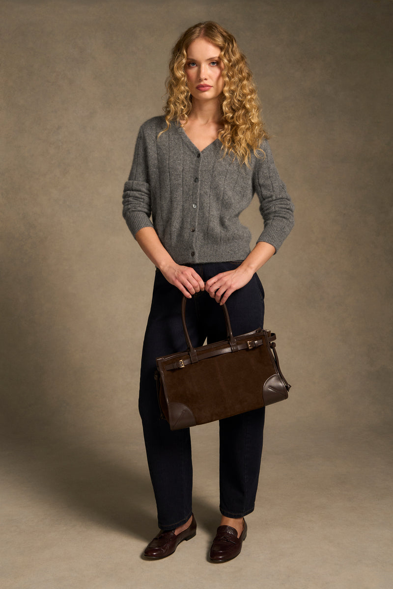 Brushed Merino Wool Cardigan - Pewter Grey