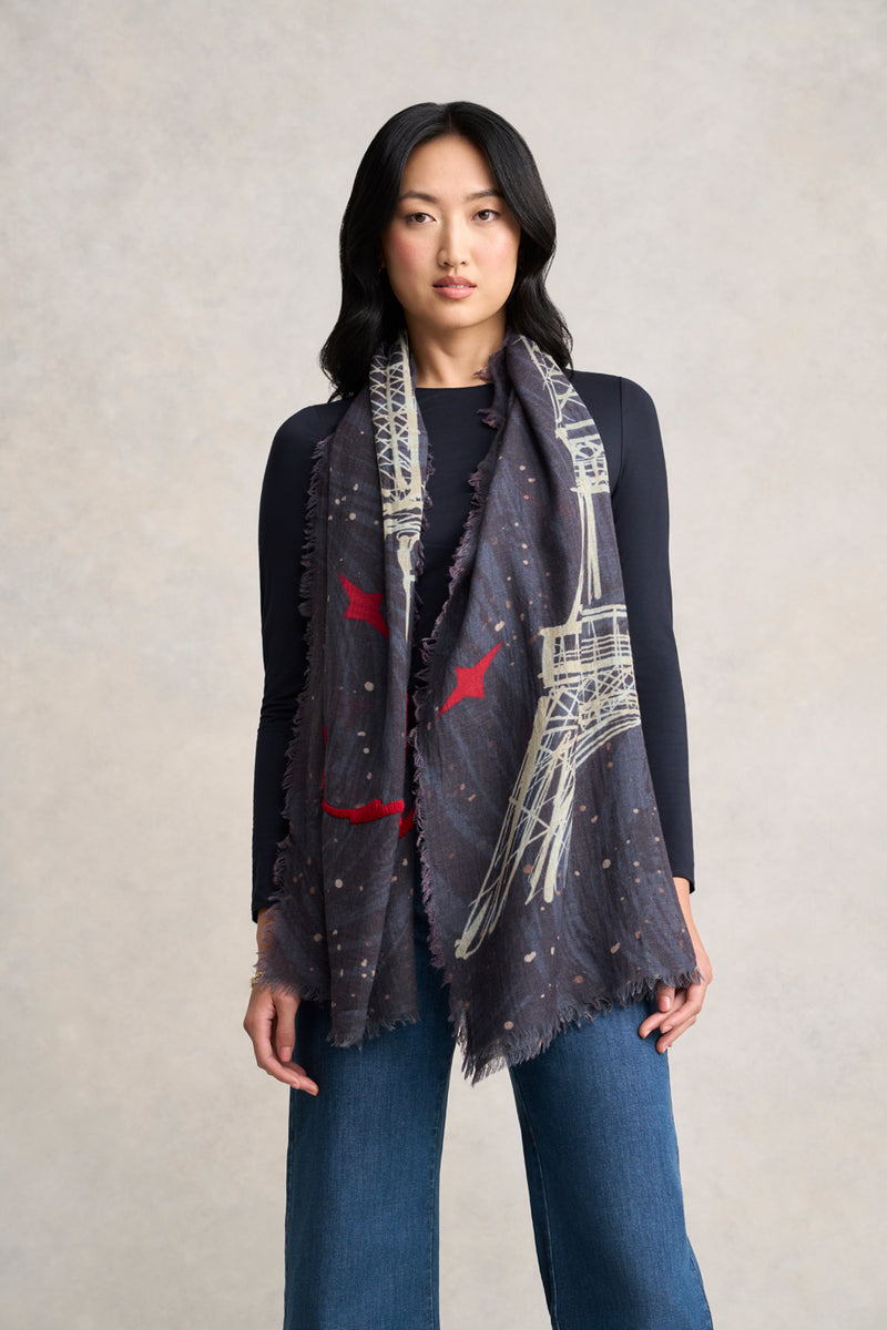 Night Skies Eiffel Tower Scarf - Multicolour