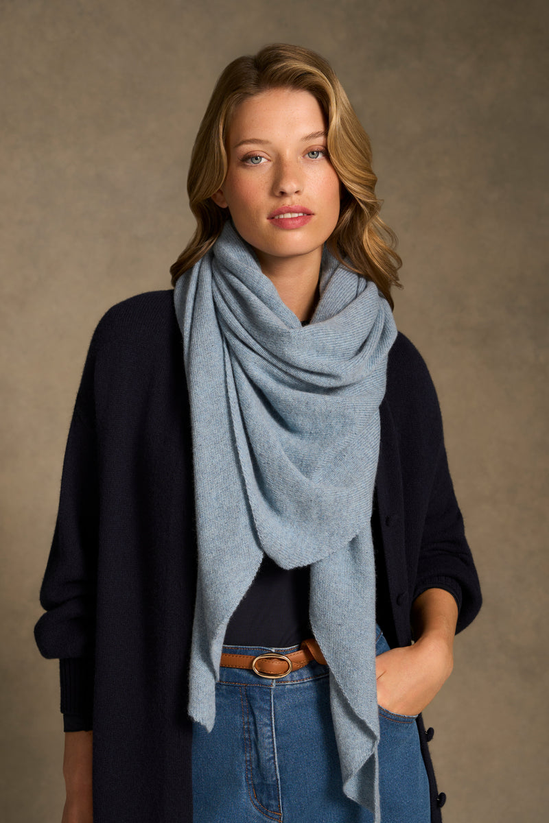 Triangle Wool Scarf - Light Blue