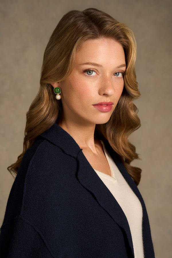Pearl Drop Earrings - Green