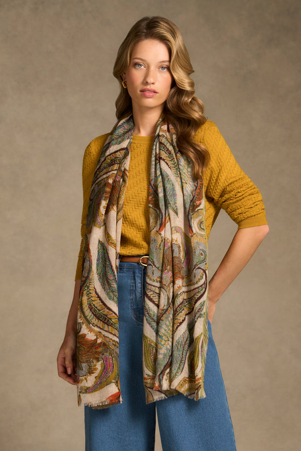 Feather Paisley Scarf - Multicolour