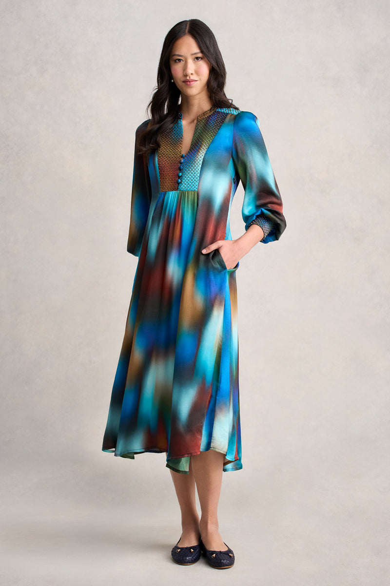 Beaded Smock Dress - Ombre Print