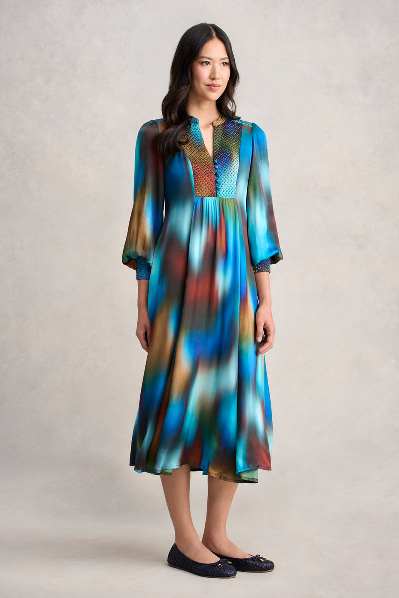 Beaded Smock Dress - Ombre Print