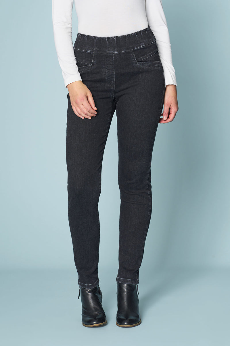 Bengajean Full Length Panelled Skinny Leg - Washed Black