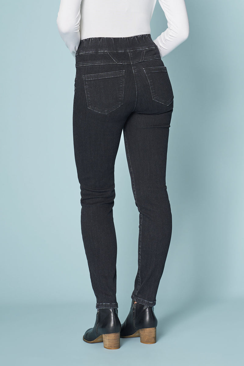 Bengajean Full Length Panelled Skinny Leg - Washed Black