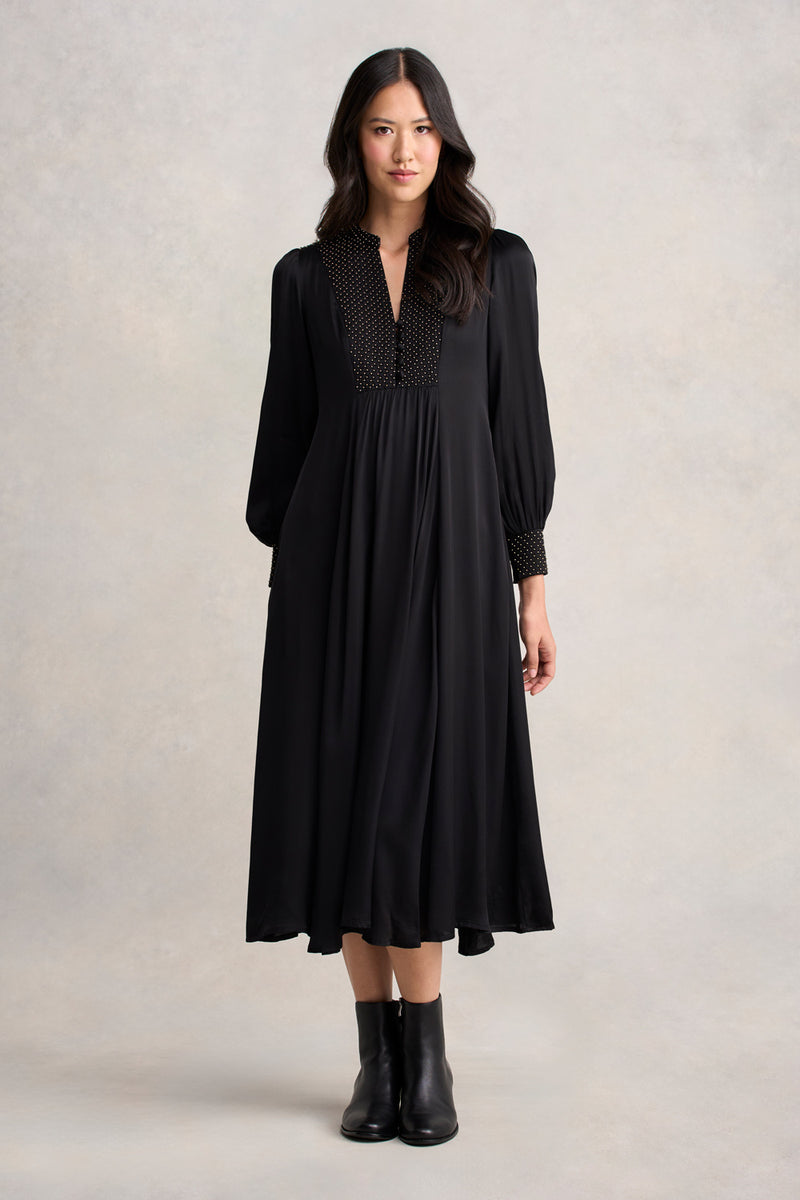 Beaded Smock Dress - Black