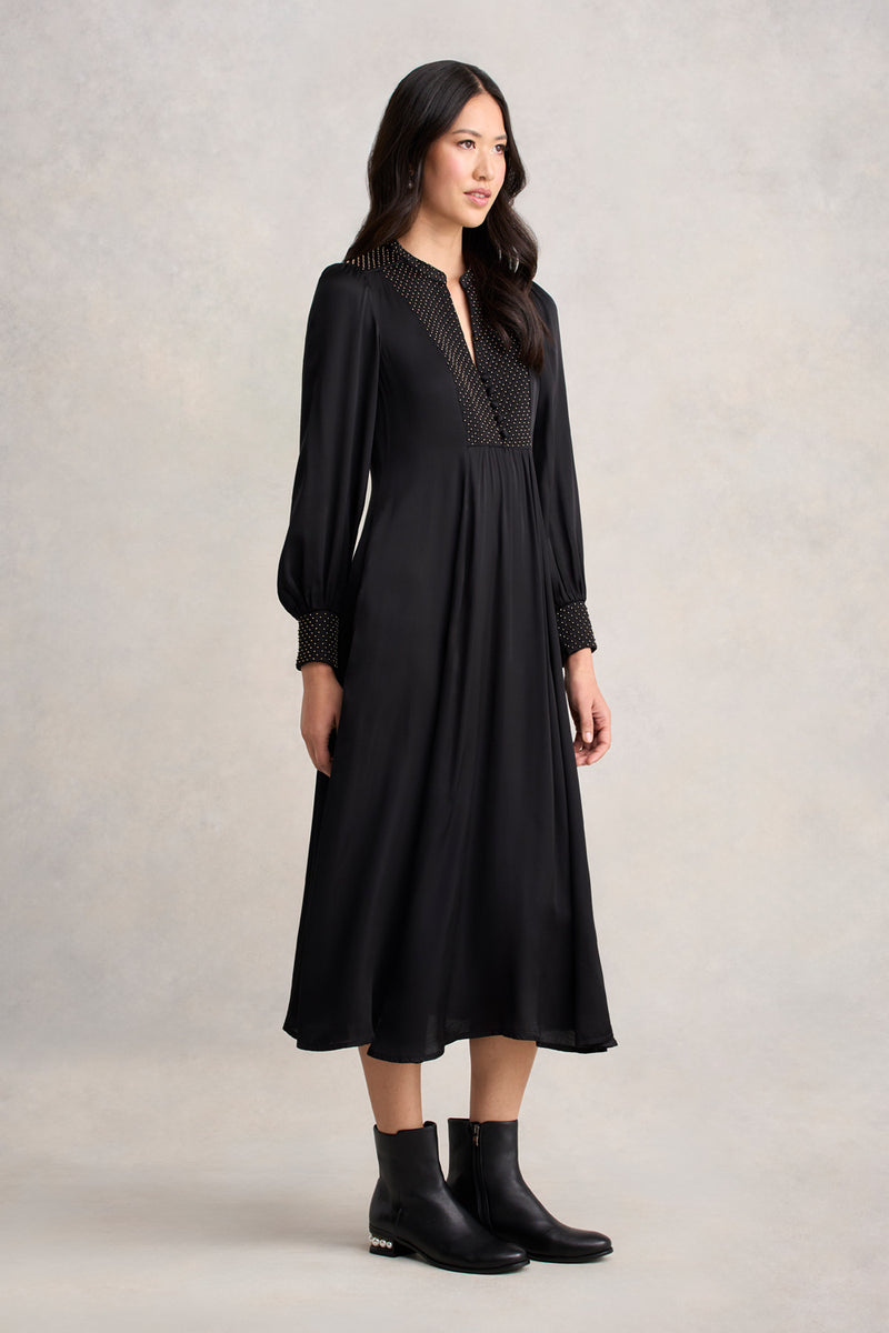 Beaded Smock Dress - Black