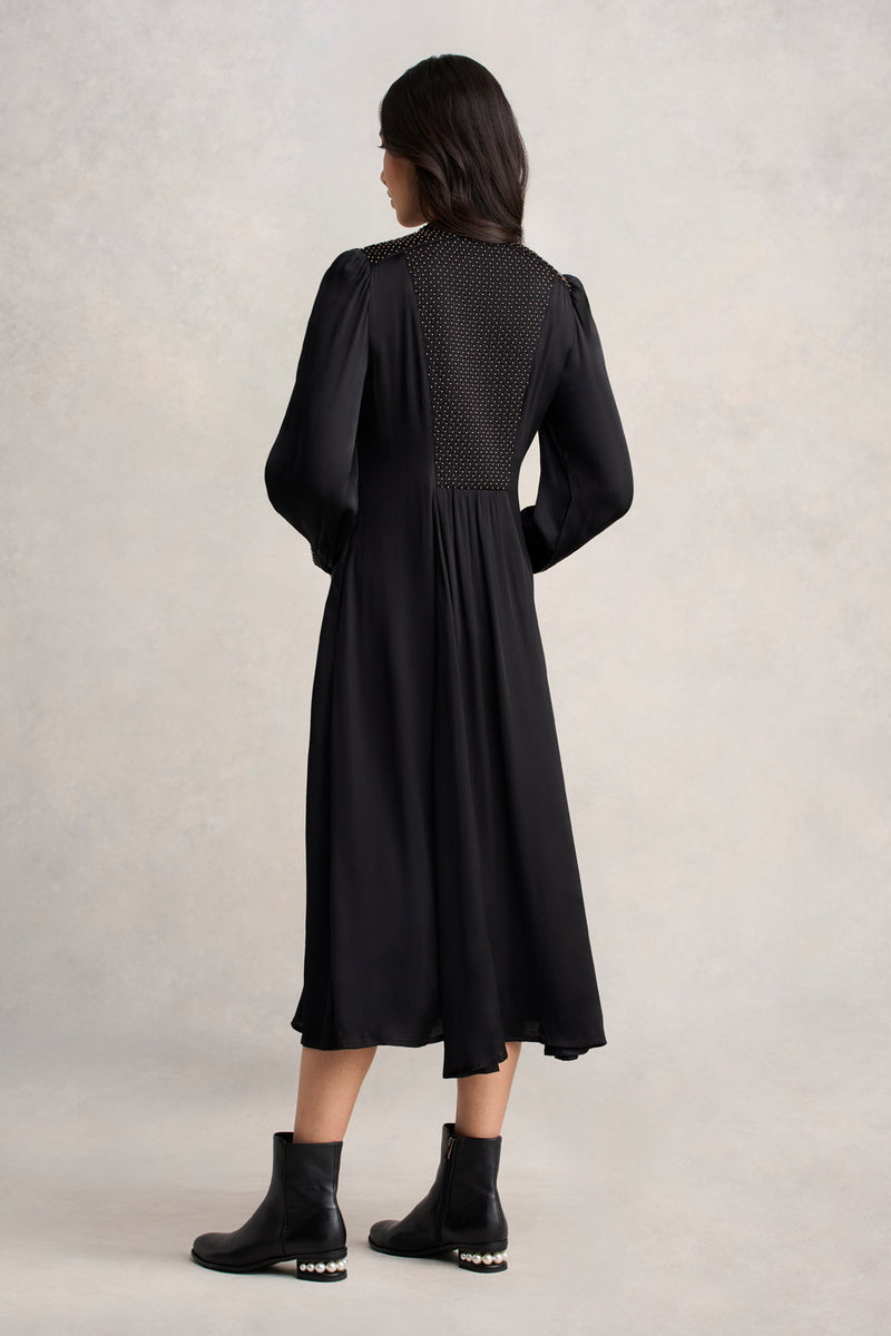 Beaded Smock Dress - Black