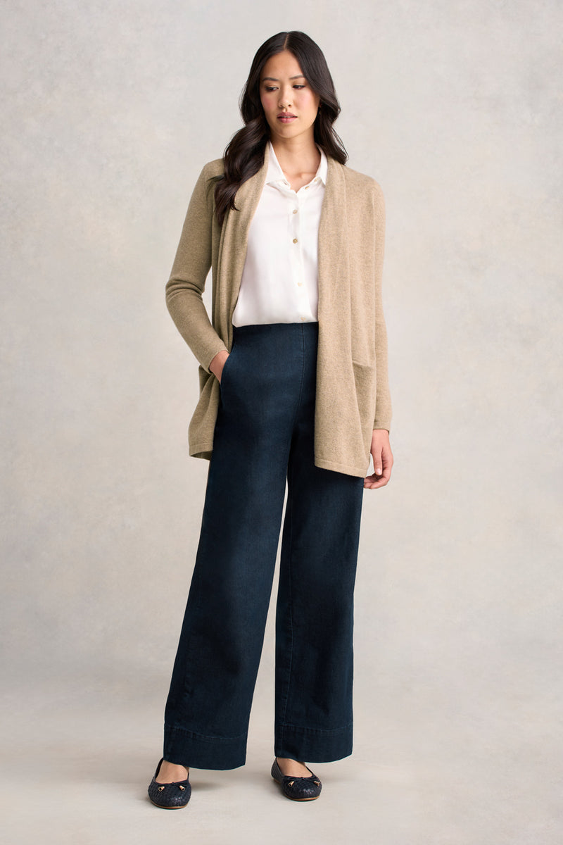 Long Line Wool Cardigan - Taupe Marle