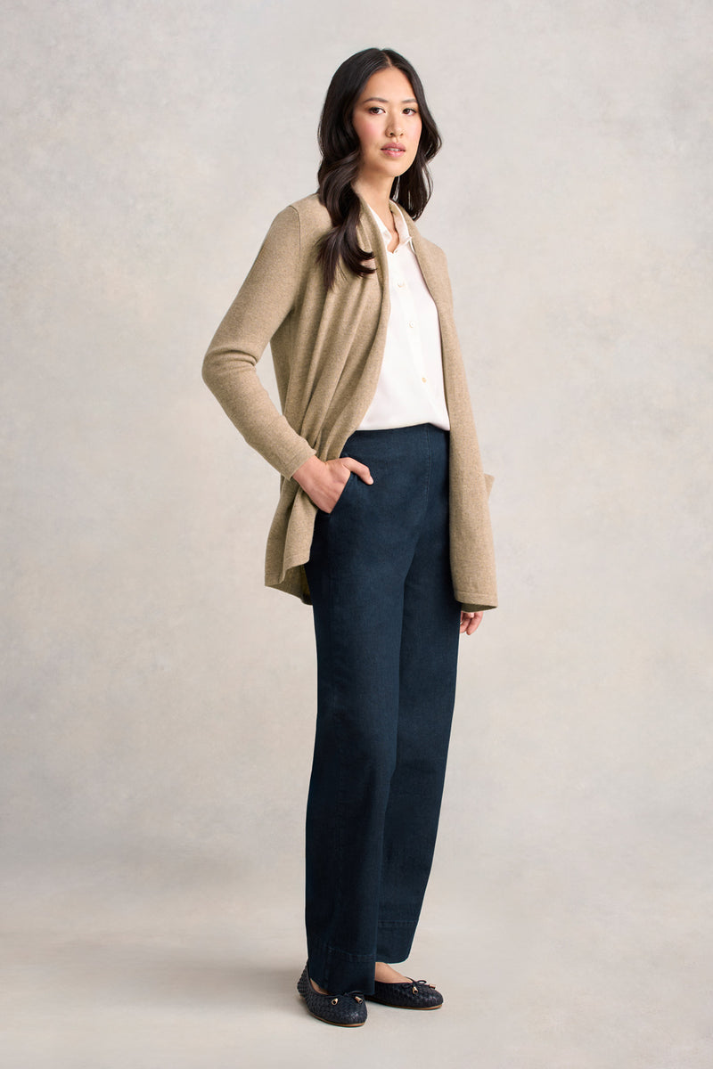 Long Line Wool Cardigan - Taupe Marle