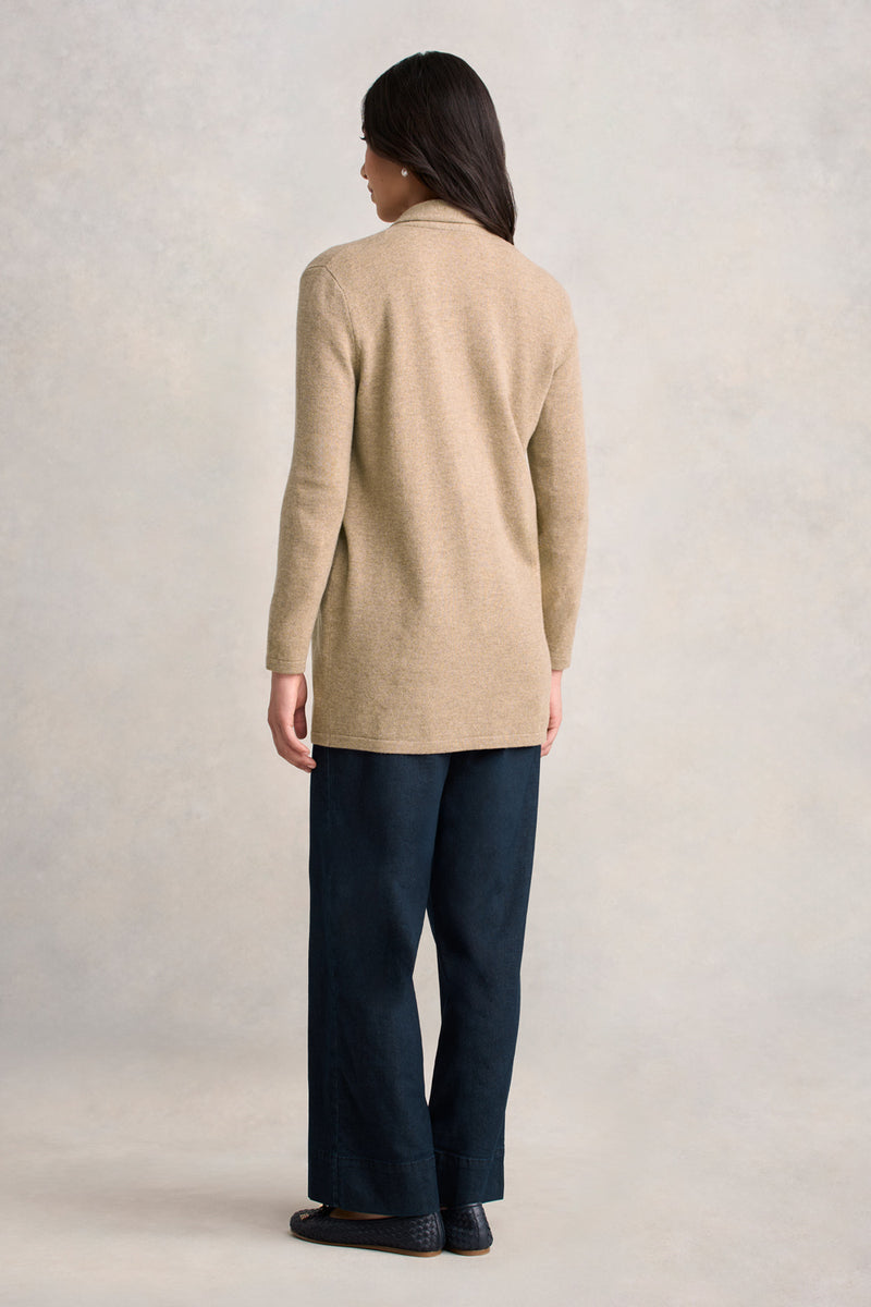 Long Line Wool Cardigan - Taupe Marle