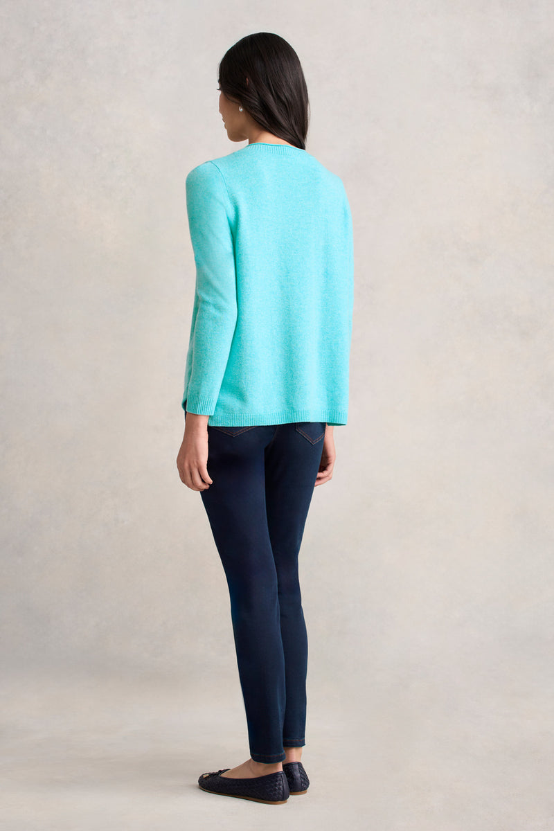 Merino V-Neck Jumper - Turquoise Marle
