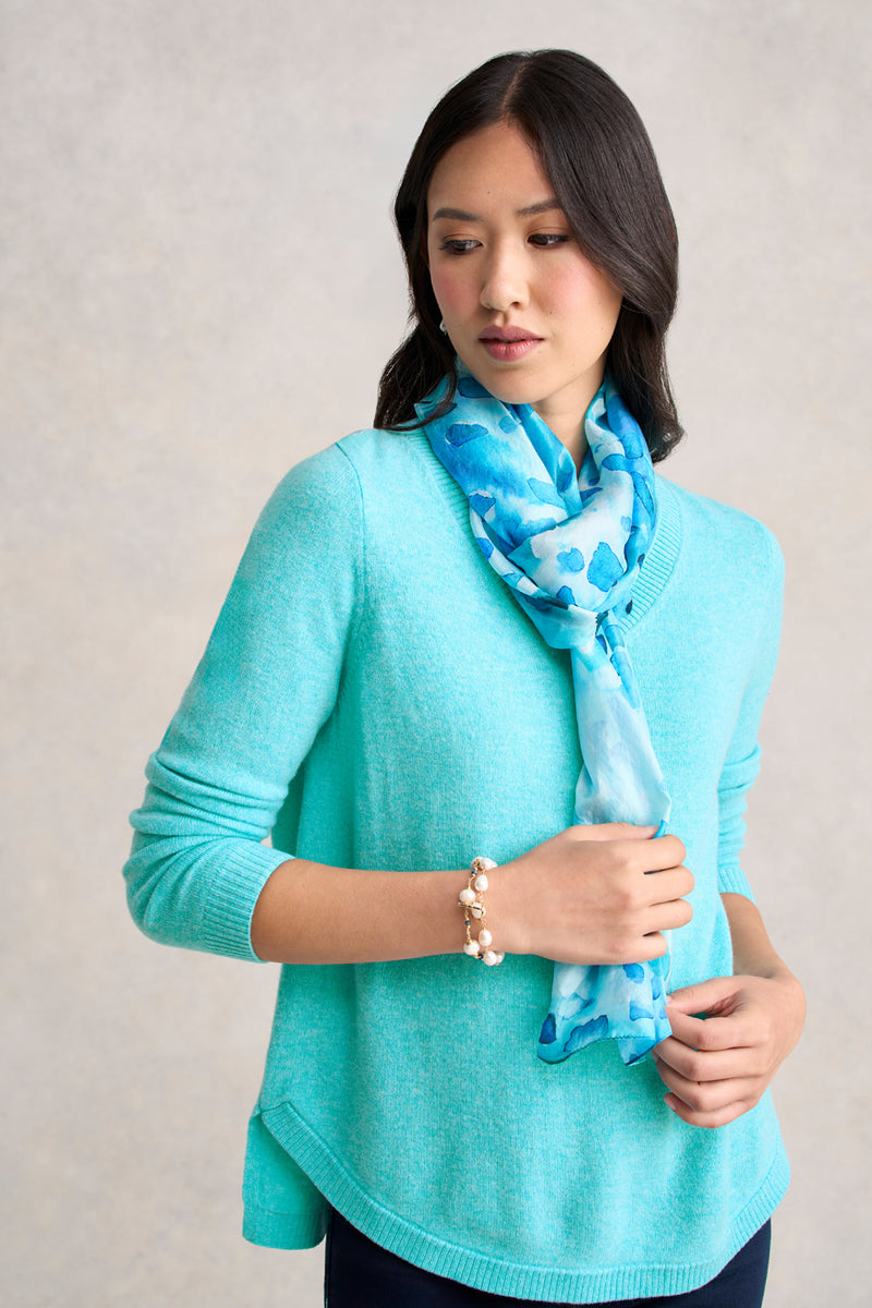 Merino V-Neck Jumper - Turquoise Marle