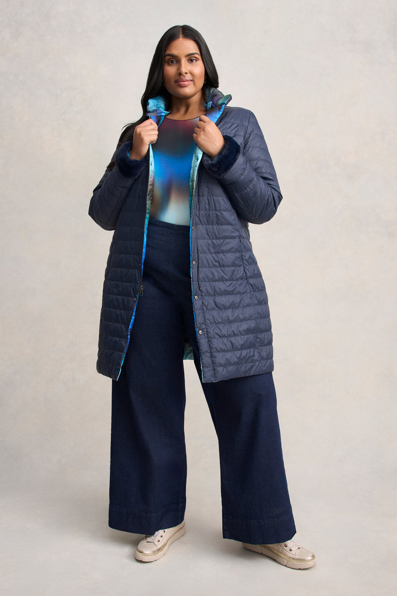 Reversible Longline Puffer - Ombre Print