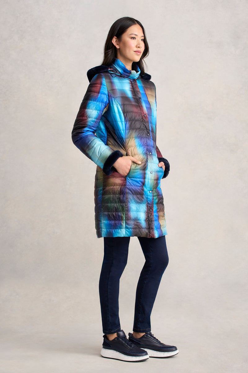 Reversible Longline Puffer - Ombre Print