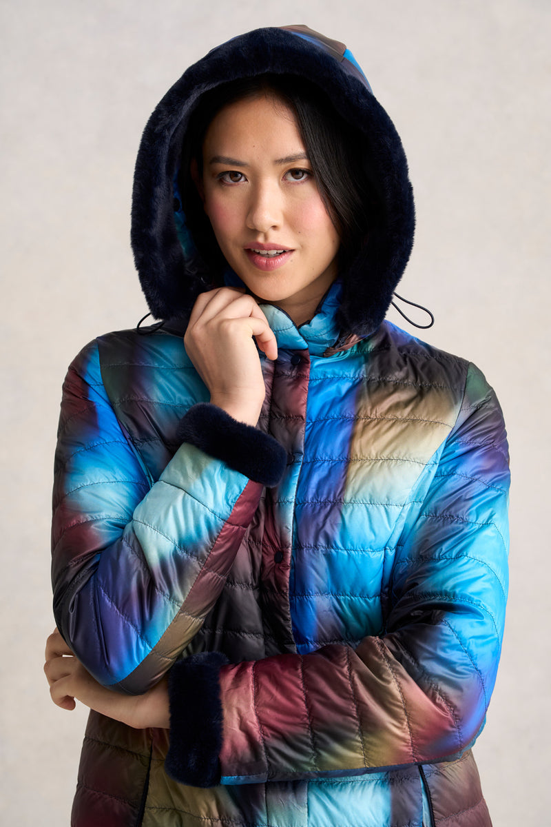 Reversible Longline Puffer - Ombre Print