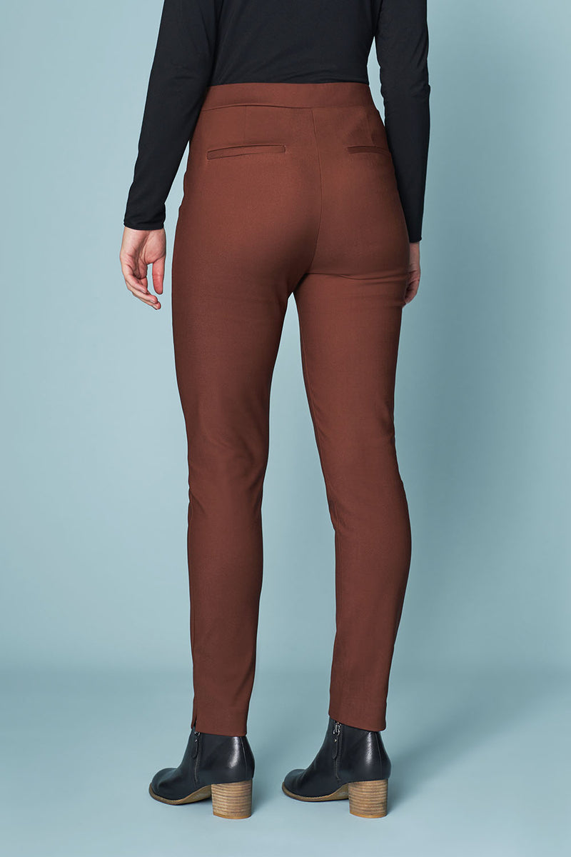 Pintuck Slim Leg Pant - Burnt Amber