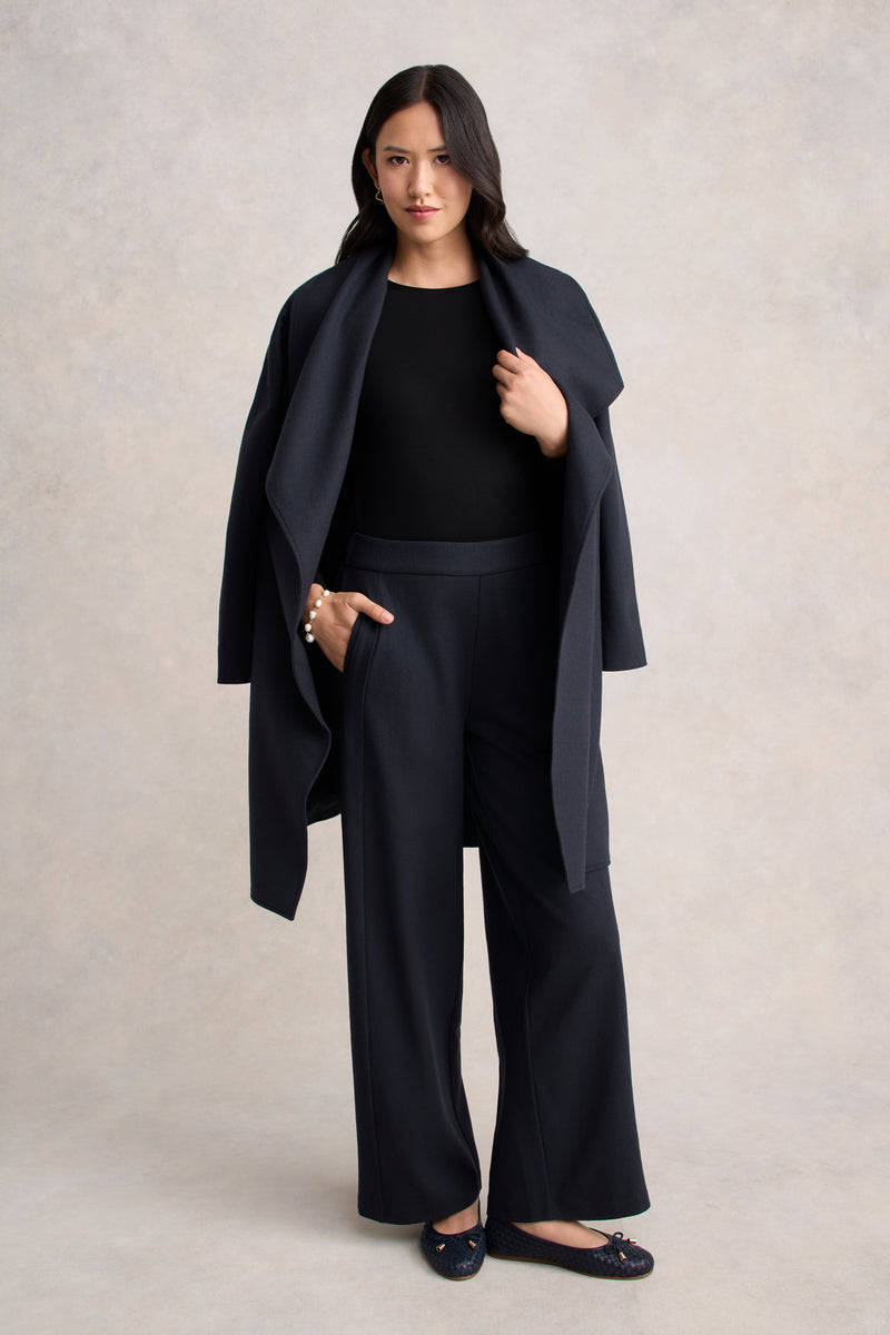 Boiled Wool Wide Leg Pant - Steel Grey