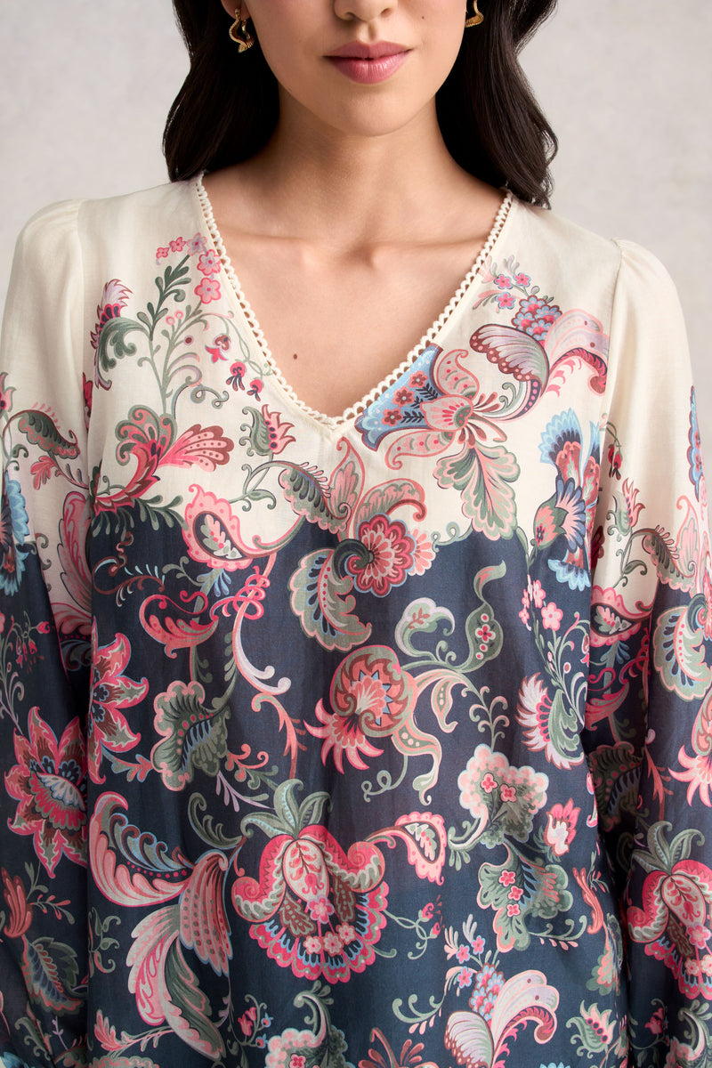 Placement Print Blouse - Tapestry Print