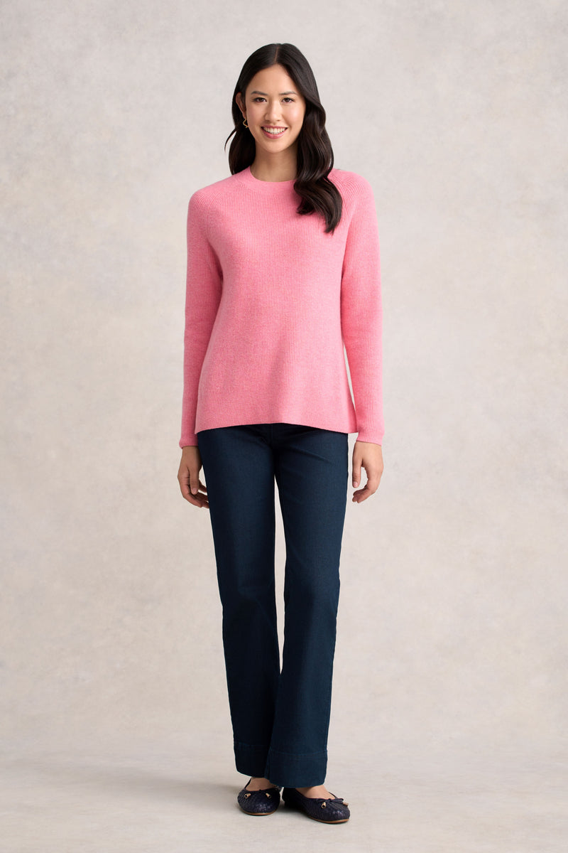Wool Rib Knit - Pink White Marle