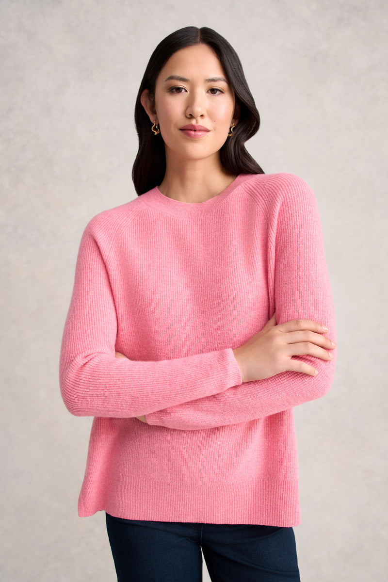 Wool Rib Knit - Pink White Marle
