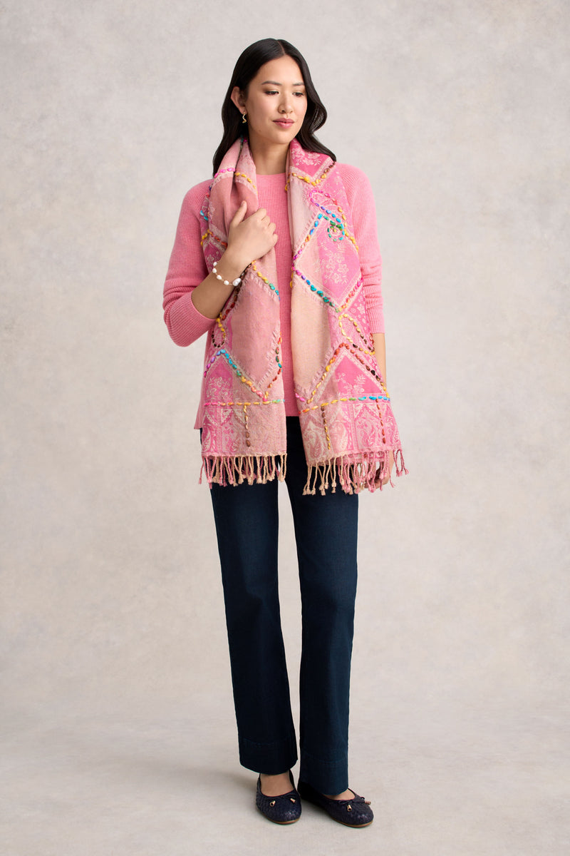 Wool Rib Knit - Pink White Marle