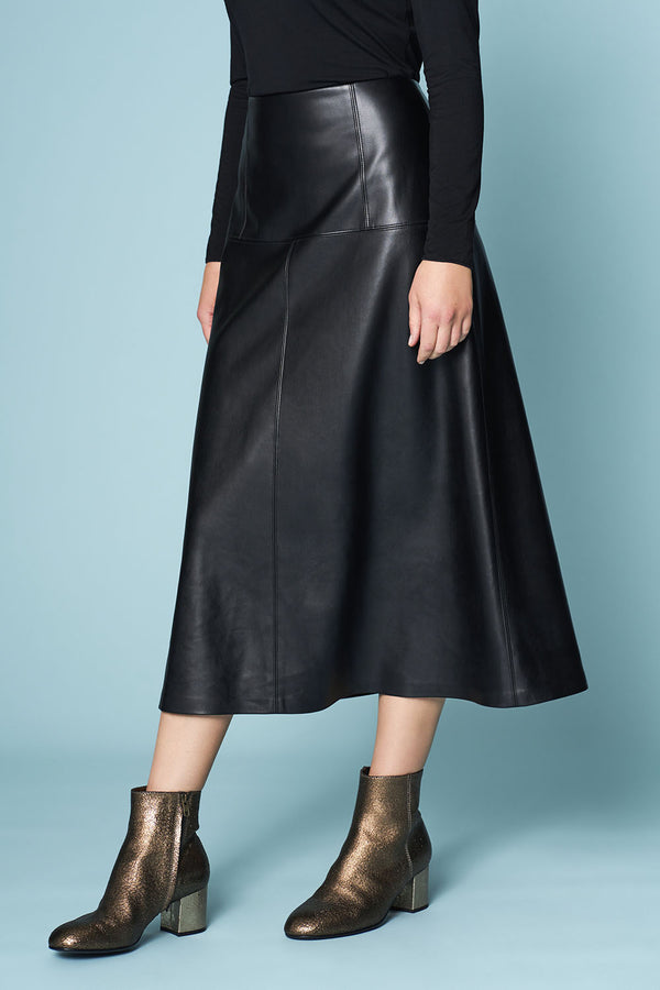Mrugneni A-Line midi Leather Skirt 165