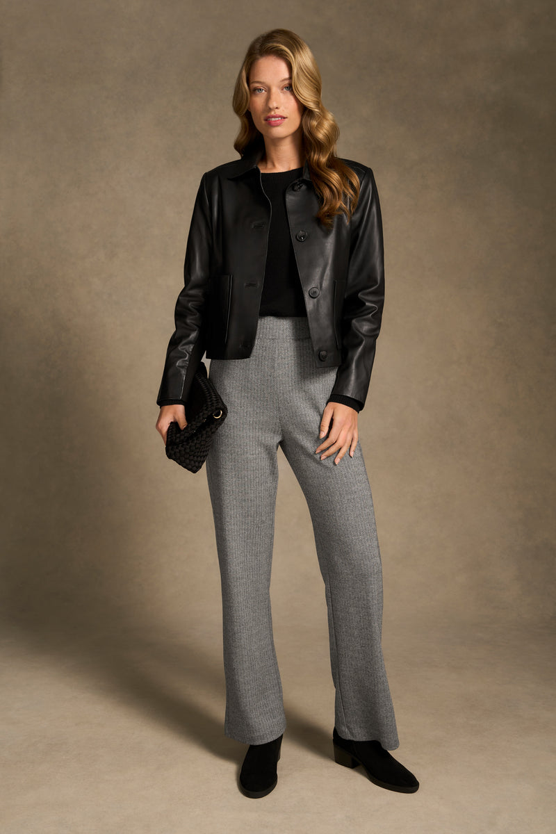 Straight Leg Leisure Pant - Classic Herringbone