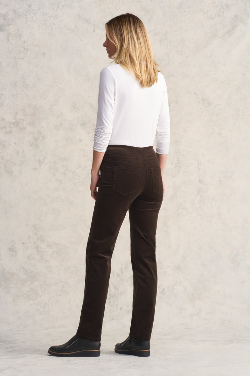 Bengajean Full Length Cord Straight Leg - Dark Chocolate