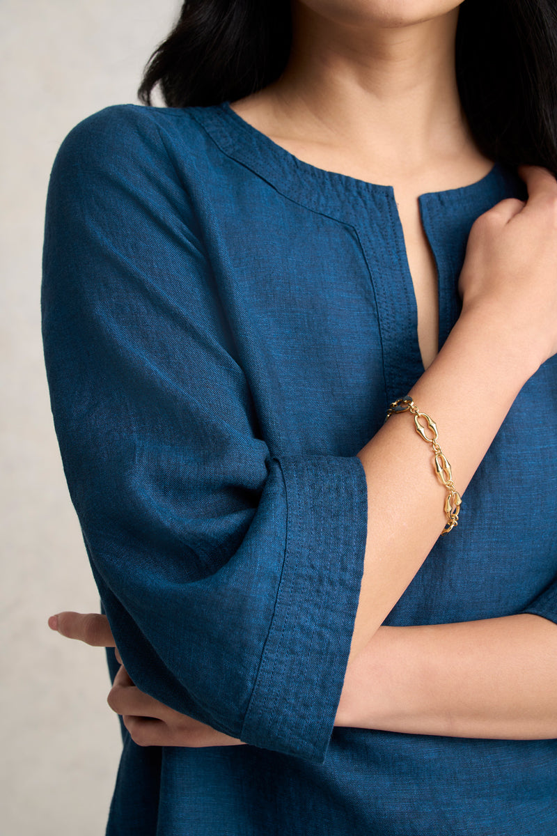 Linen Tunic -Navy Delave