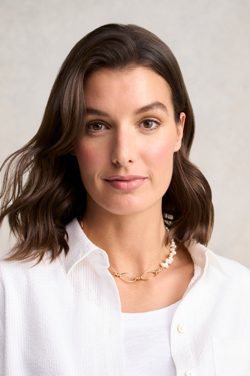 Spliced Pearl Necklace - Gold