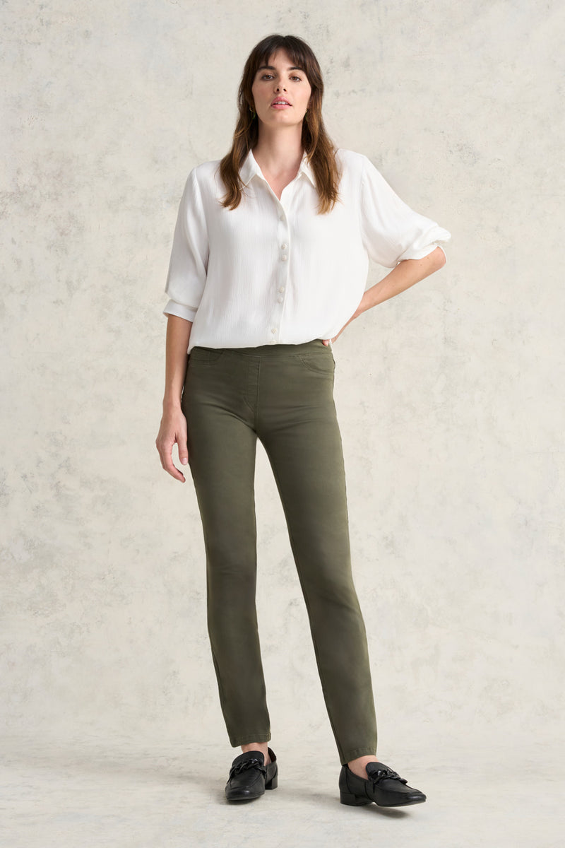 Bengajean Full Length Straight Leg - Dark Olive