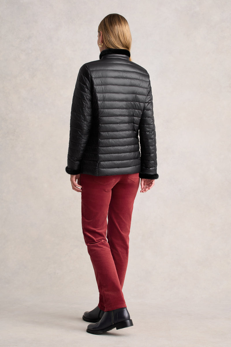 Faux Fur Trim Puffer - Black