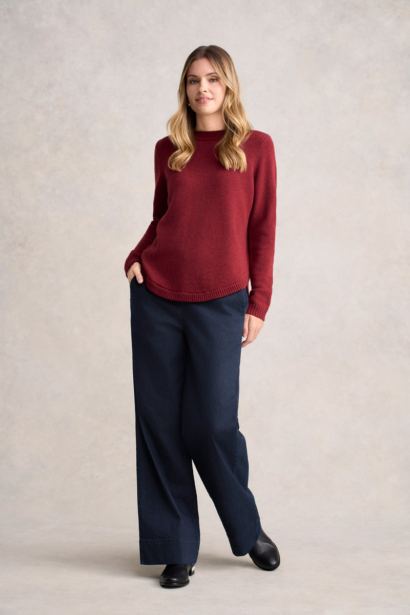 Merino Crew Neck Jumper - Scarlet Marle