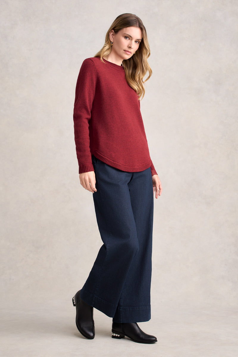 Merino Crew Neck Jumper - Scarlet Marle