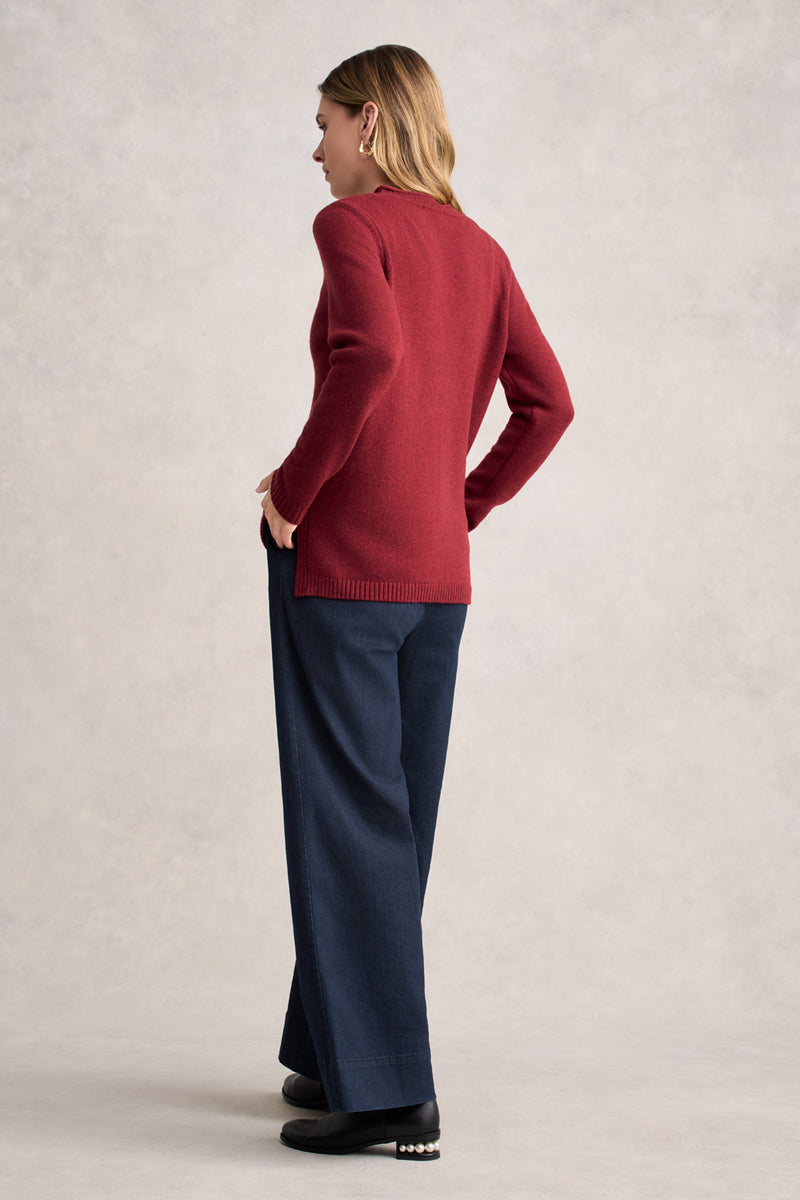 Merino Crew Neck Jumper - Scarlet Marle