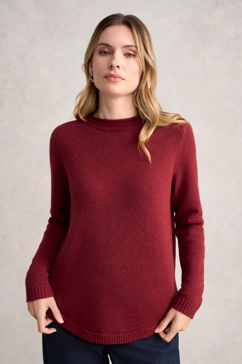 Merino Crew Neck Jumper - Scarlet Marle