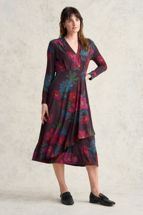 Printed Jersey Midi Dress