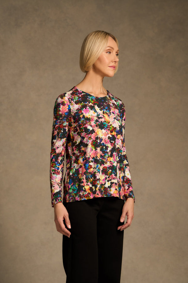 Double Layer Long Sleeve T-Shirt - Floral Collage Print